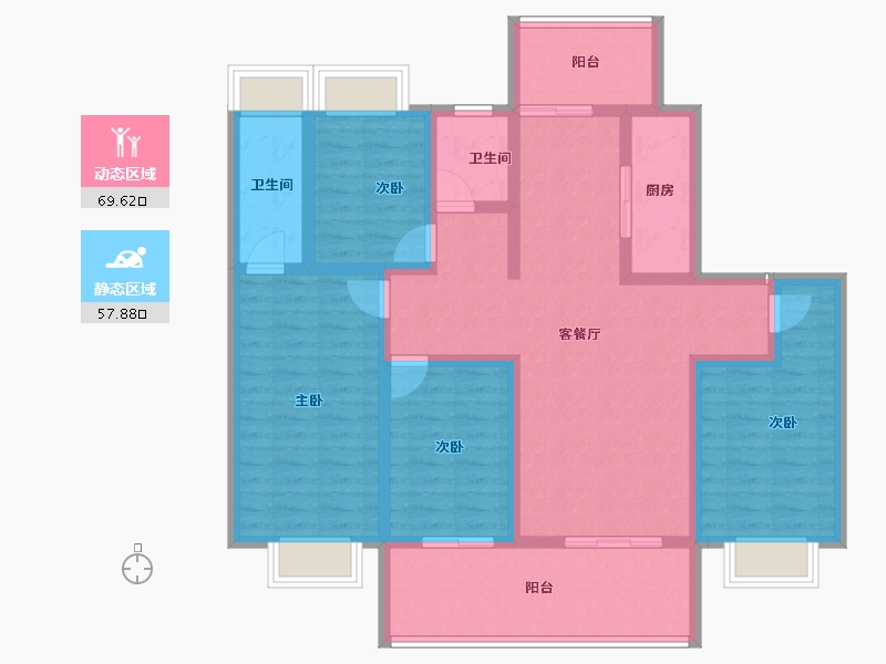 湖北省-黄冈市-皇家御府-112.80-户型库-动静分区