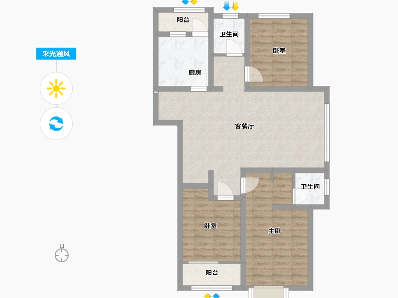 山东省-德州市-阳光·幸福城-92.03-户型库-采光通风