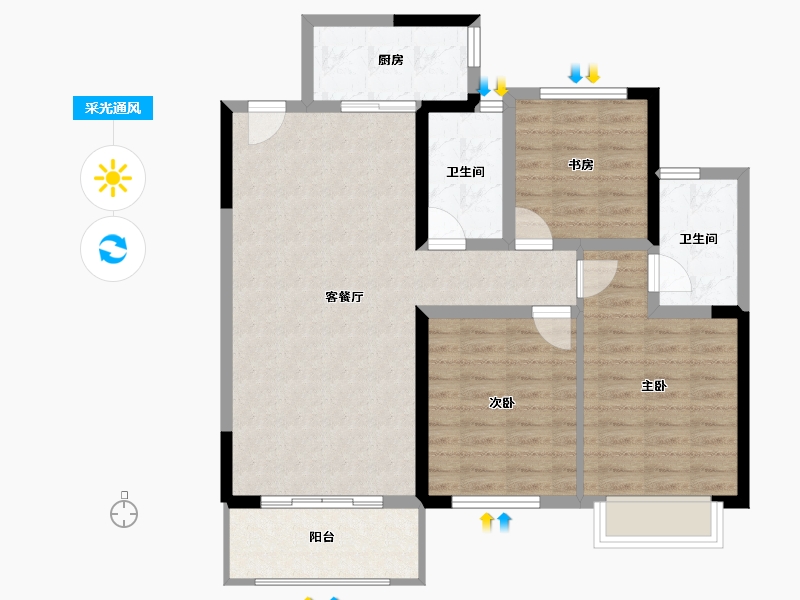 江苏省-淮安市-成贤府-91.06-户型库-采光通风