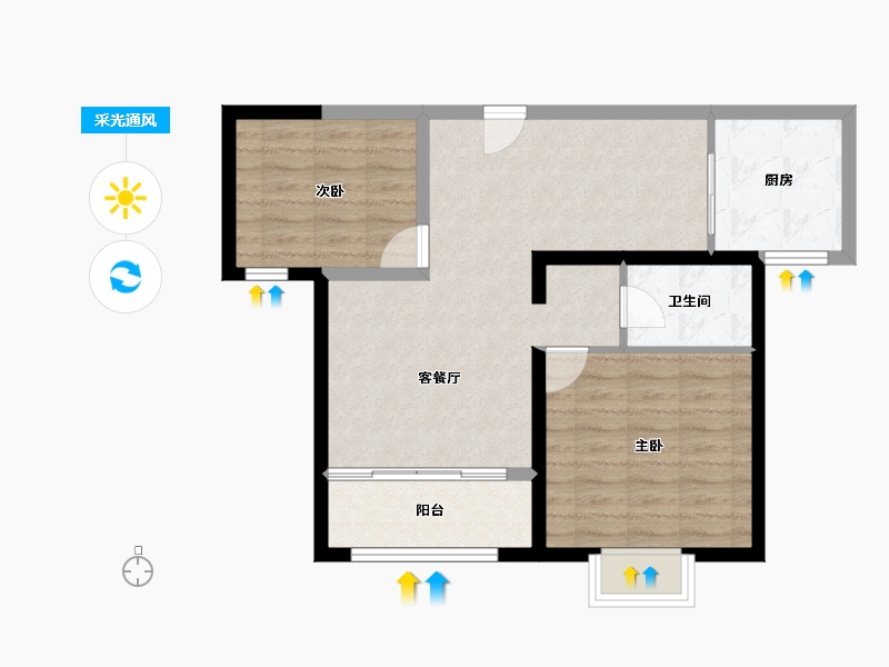 陕西省-宝鸡市-世纪景元东区-68.75-户型库-采光通风