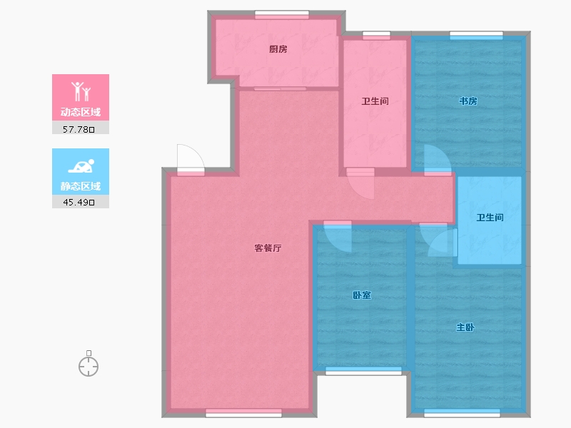 辽宁省-盘锦市-公园里-124.00-户型库-动静分区