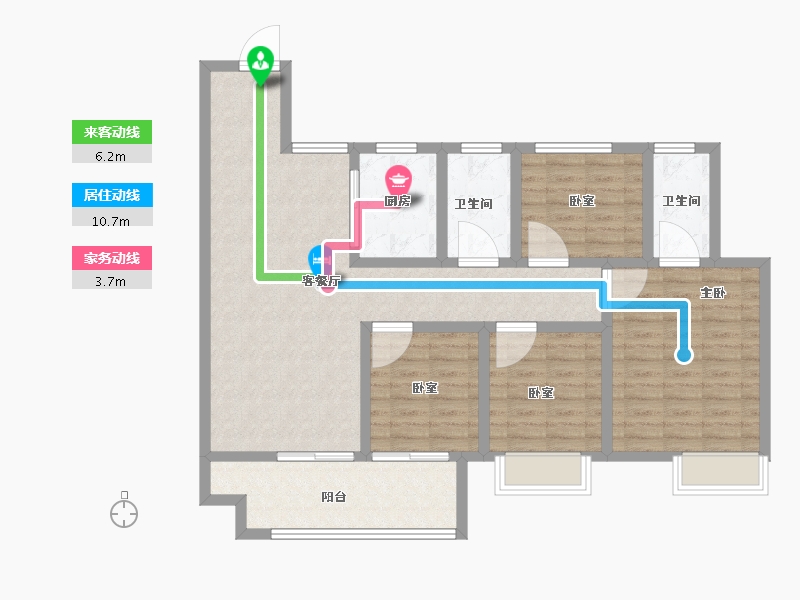 河南省-鹤壁市-建业·泰和府-105.60-户型库-动静线