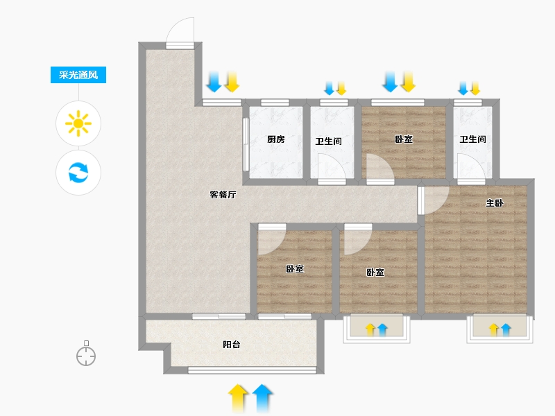 河南省-鹤壁市-建业·泰和府-105.60-户型库-采光通风