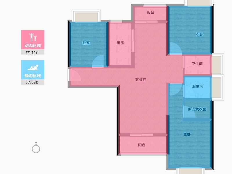 湖北省-黄冈市-皇家御府-104.80-户型库-动静分区