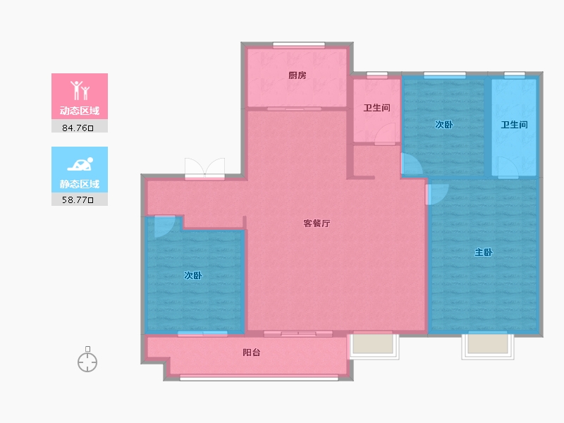 河北省-衡水市-泰达铂瑞府-131.21-户型库-动静分区