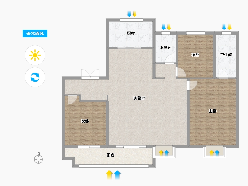 河北省-衡水市-泰达铂瑞府-131.21-户型库-采光通风