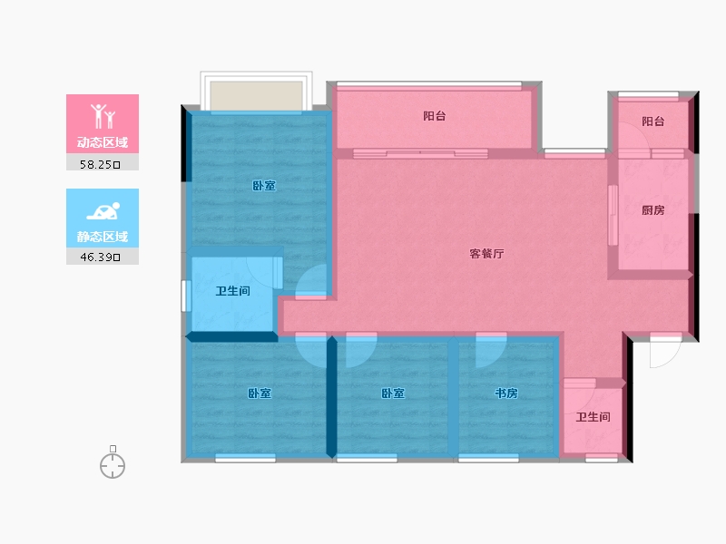 四川省-雅安市-正黄领地翡翠公园-92.23-户型库-动静分区