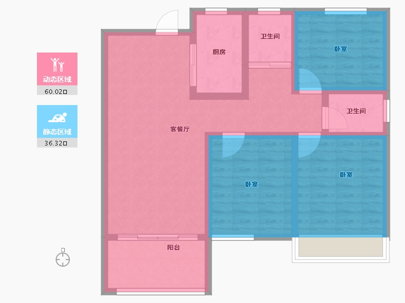 河南省-鹤壁市-诚城玫瑰园-85.60-户型库-动静分区