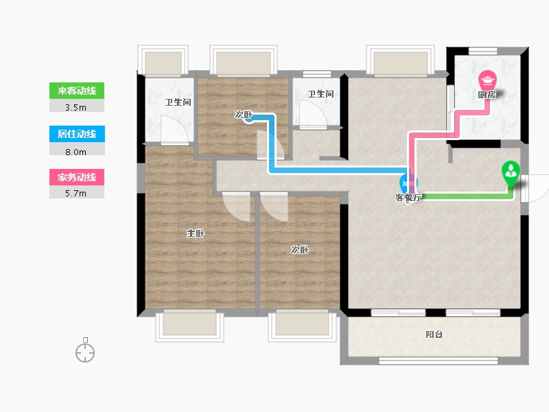 湖北省-鄂州市-花样年香门第-101.00-户型库-动静线