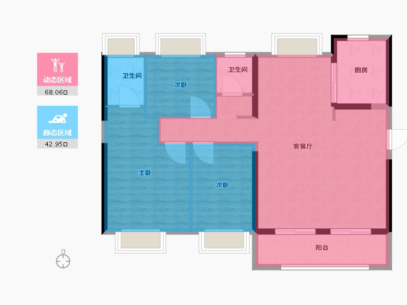 湖北省-鄂州市-花样年香门第-101.00-户型库-动静分区