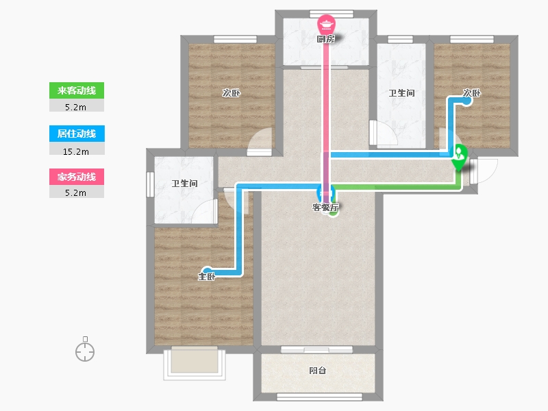 山西省-忻州市-滨河花园-84.71-户型库-动静线