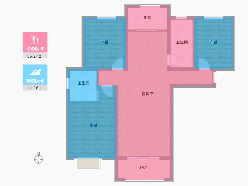 山西省-忻州市-滨河花园-84.71-户型库-动静分区