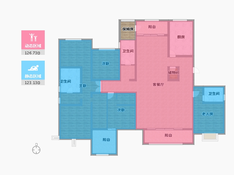 陕西省-宝鸡市-华厦中央公园-228.11-户型库-动静分区