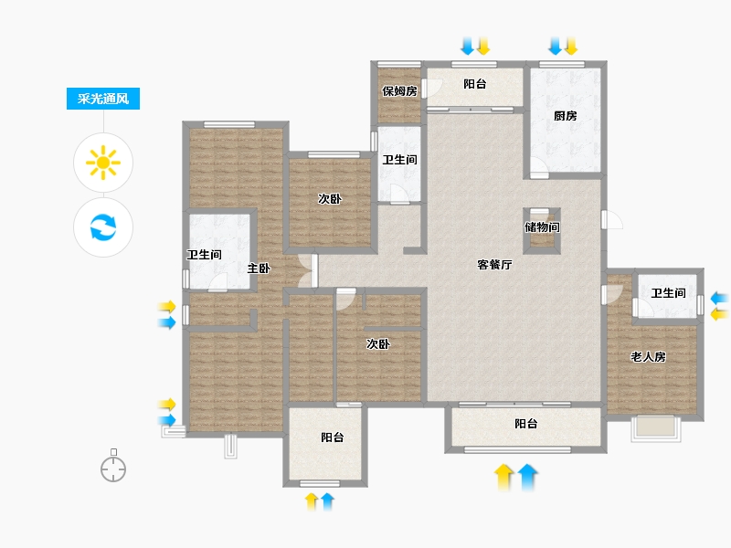 陕西省-宝鸡市-华厦中央公园-228.11-户型库-采光通风