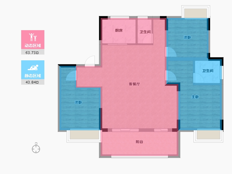 江苏省-淮安市-安东院子-96.87-户型库-动静分区