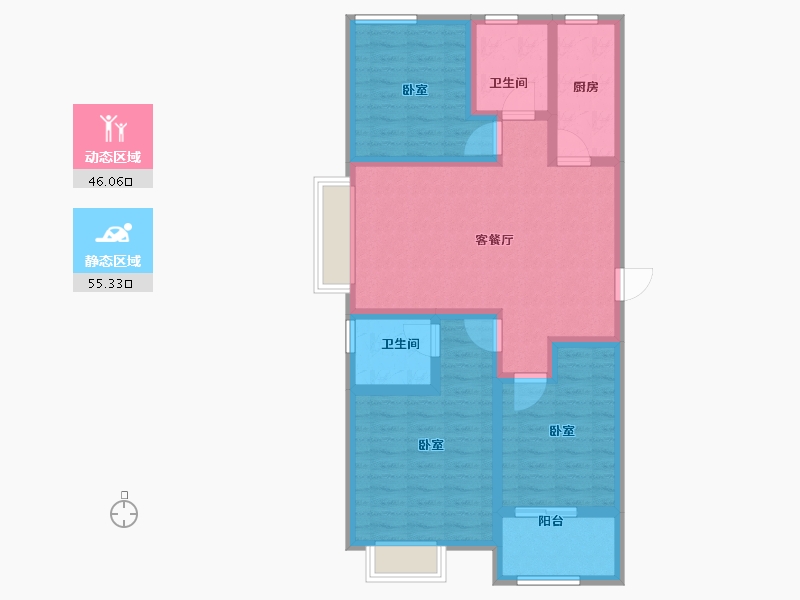 河南省-鹤壁市-诚城玫瑰园-89.60-户型库-动静分区