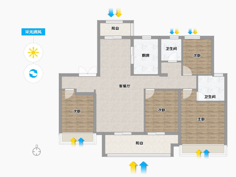 河南省-安阳市-汤阴建业世和府-114.40-户型库-采光通风