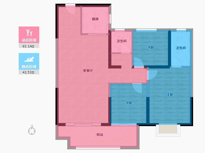 陕西省-宝鸡市-华厦中央公园-94.23-户型库-动静分区