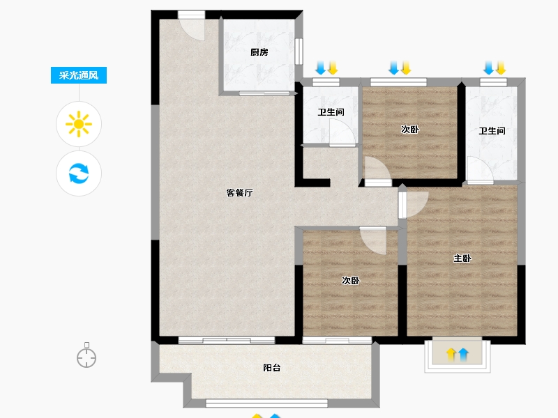 陕西省-宝鸡市-华厦中央公园-94.23-户型库-采光通风