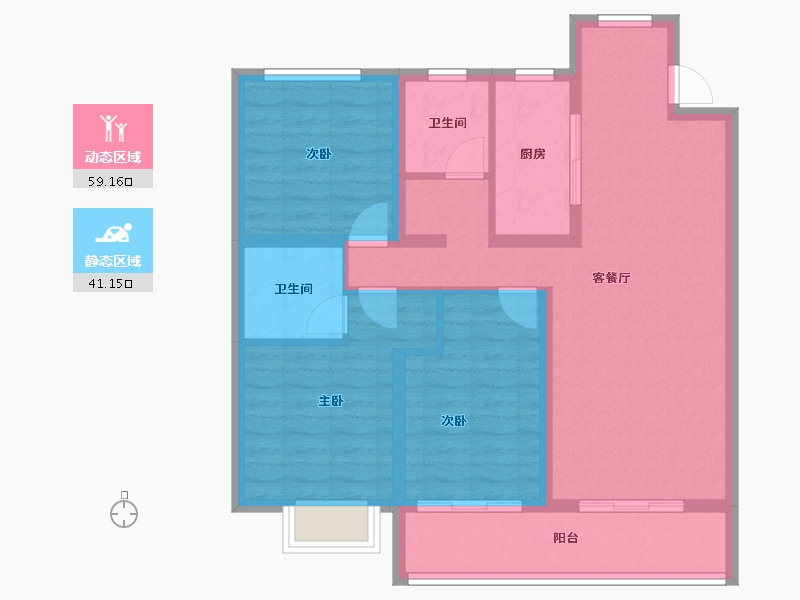 河北省-衡水市-太和新都会-89.38-户型库-动静分区