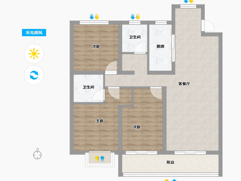 河北省-衡水市-太和新都会-89.38-户型库-采光通风