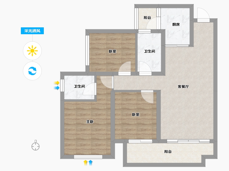 四川省-巴中市-平昌金域华府-71.96-户型库-采光通风