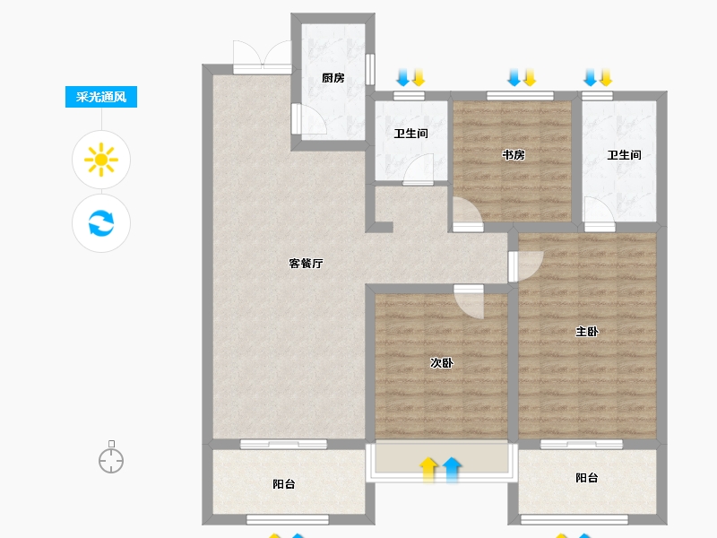 河南省-安阳市-汤阴天福广场-105.60-户型库-采光通风