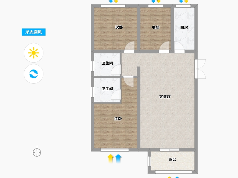 河北省-廊坊市-上邦壹號院-86.14-户型库-采光通风