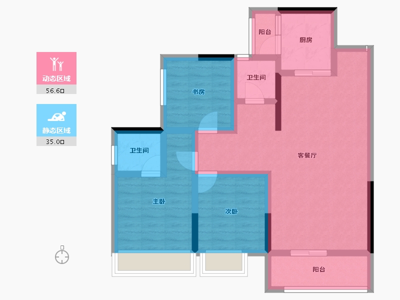 四川省-雅安市-蜀天星辰-80.35-户型库-动静分区