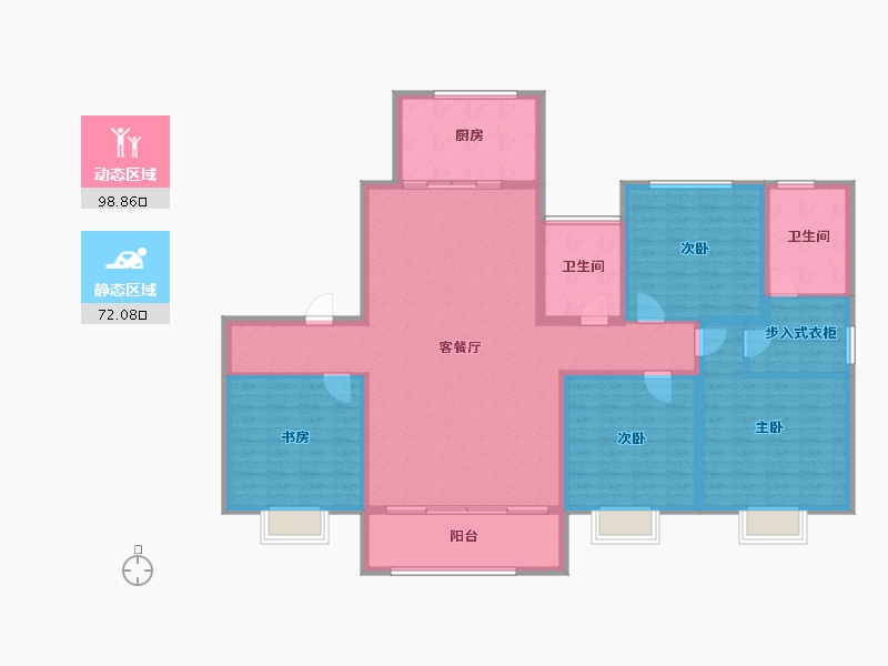 陕西省-宝鸡市-世纪景元东区-155.13-户型库-动静分区