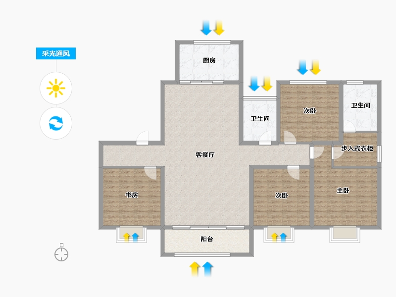 陕西省-宝鸡市-世纪景元东区-155.13-户型库-采光通风