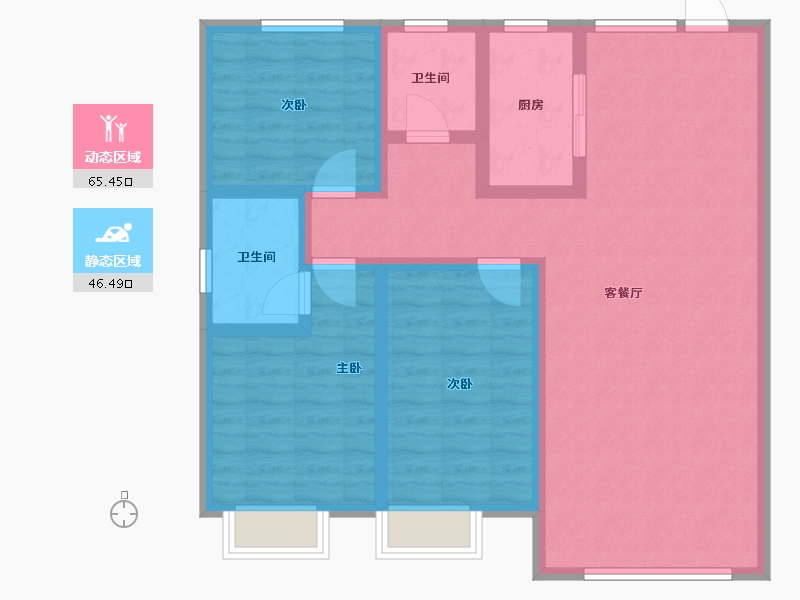 河南省-鹤壁市-建业龙门·柒号院-100.00-户型库-动静分区