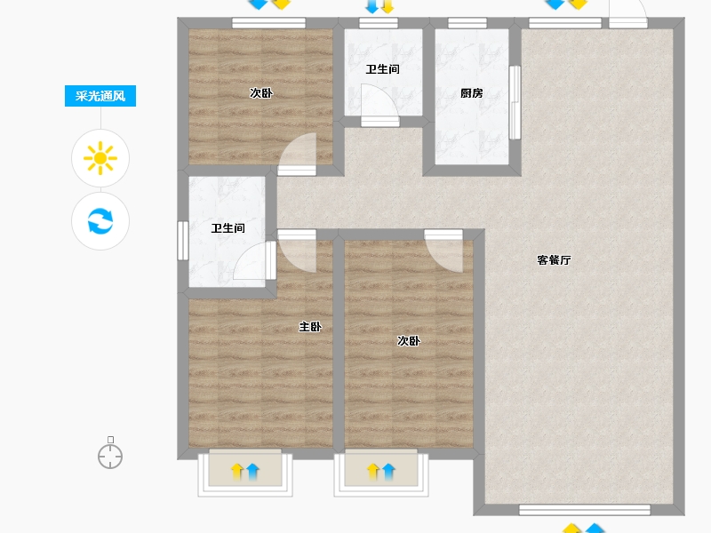 河南省-鹤壁市-建业龙门·柒号院-100.00-户型库-采光通风