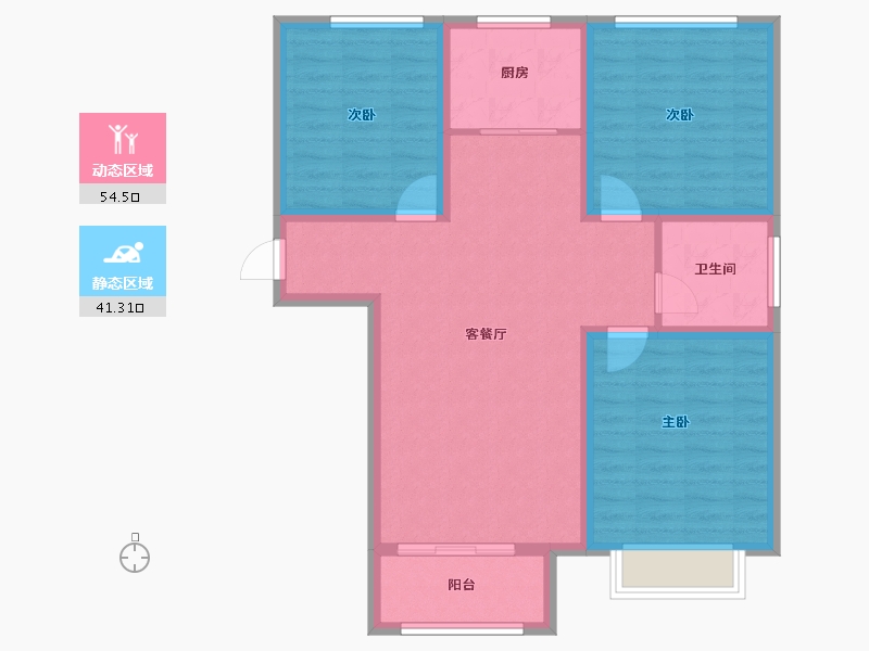 河北省-衡水市-富城嘉苑-85.80-户型库-动静分区