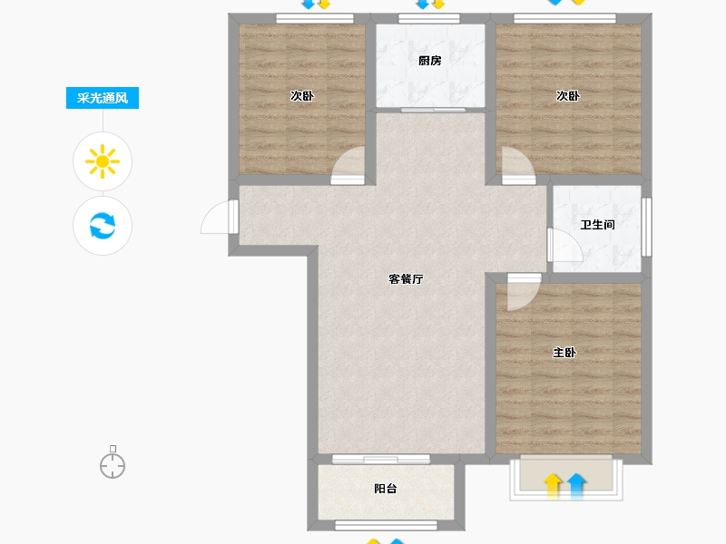 河北省-衡水市-富城嘉苑-85.80-户型库-采光通风