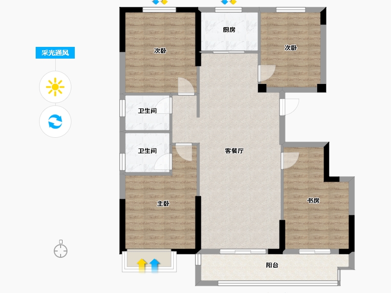 浙江省-嘉兴市-水畔锦城-119.00-户型库-采光通风