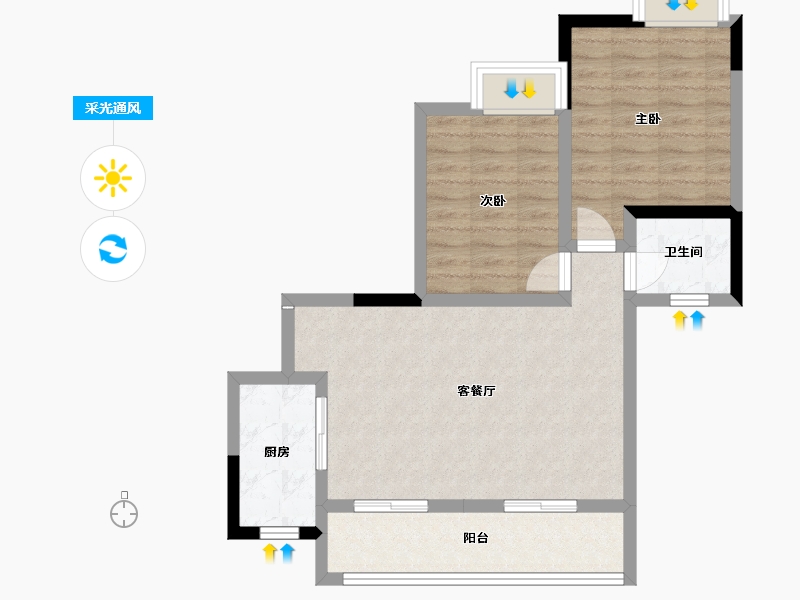 辽宁省-辽阳市-襄平蓝庭-65.93-户型库-采光通风