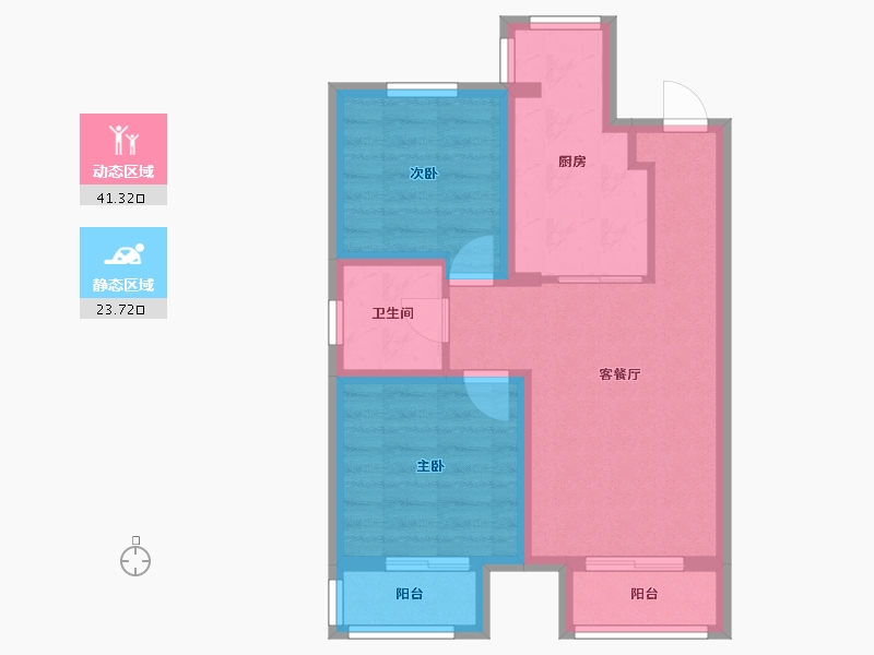 河北省-廊坊市-嘉都TIME-56.98-户型库-动静分区