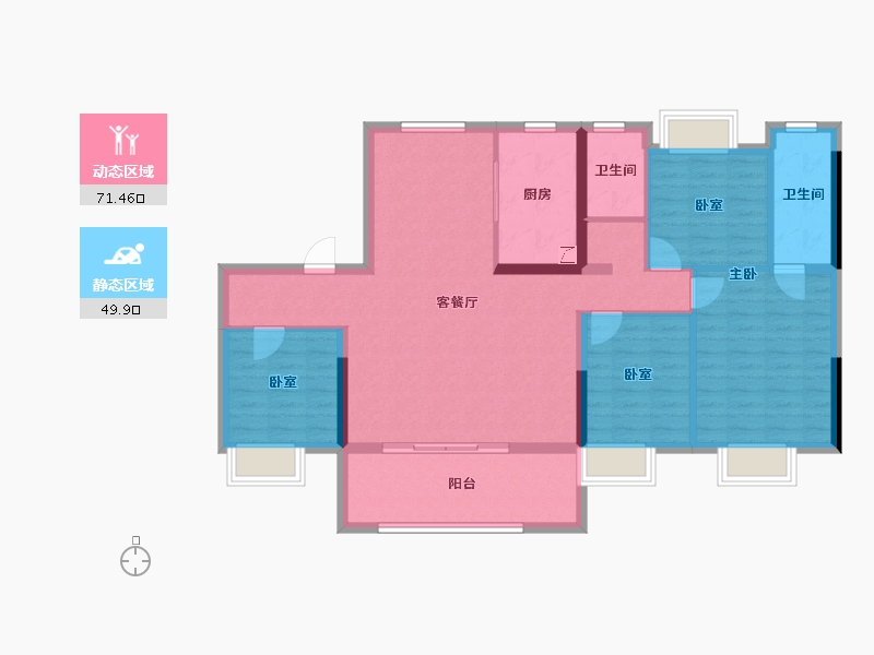 湖北省-黄石市-碧桂园湖悦星辰-109.15-户型库-动静分区