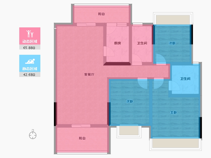 四川省-雅安市-青江华府-95.68-户型库-动静分区