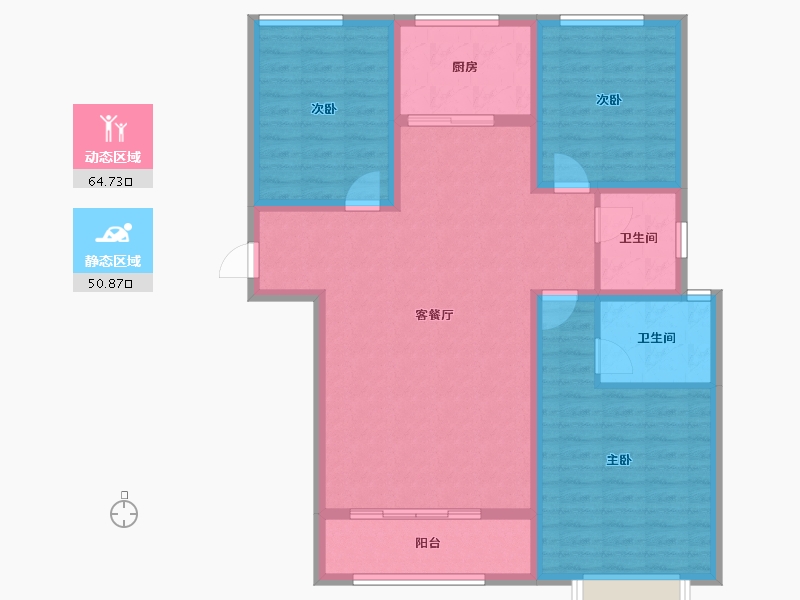 陕西省-宝鸡市-华厦中央公园-104.12-户型库-动静分区