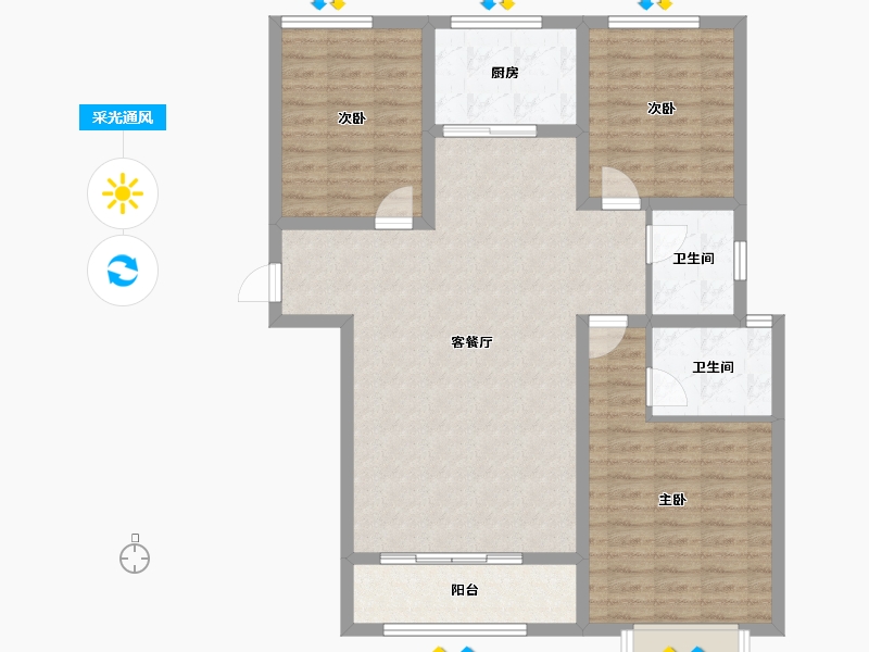 陕西省-宝鸡市-华厦中央公园-104.12-户型库-采光通风