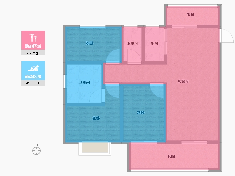 湖北省-黄冈市-鸿路橘子洲-100.00-户型库-动静分区