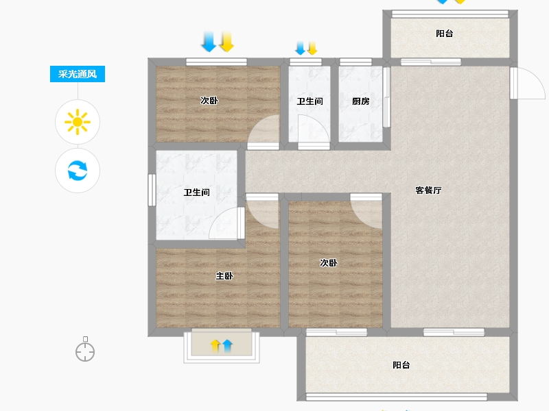 湖北省-黄冈市-鸿路橘子洲-100.00-户型库-采光通风