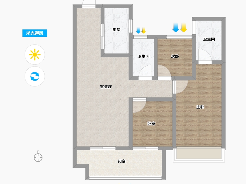 河南省-鹤壁市-建业·泰和府-88.01-户型库-采光通风