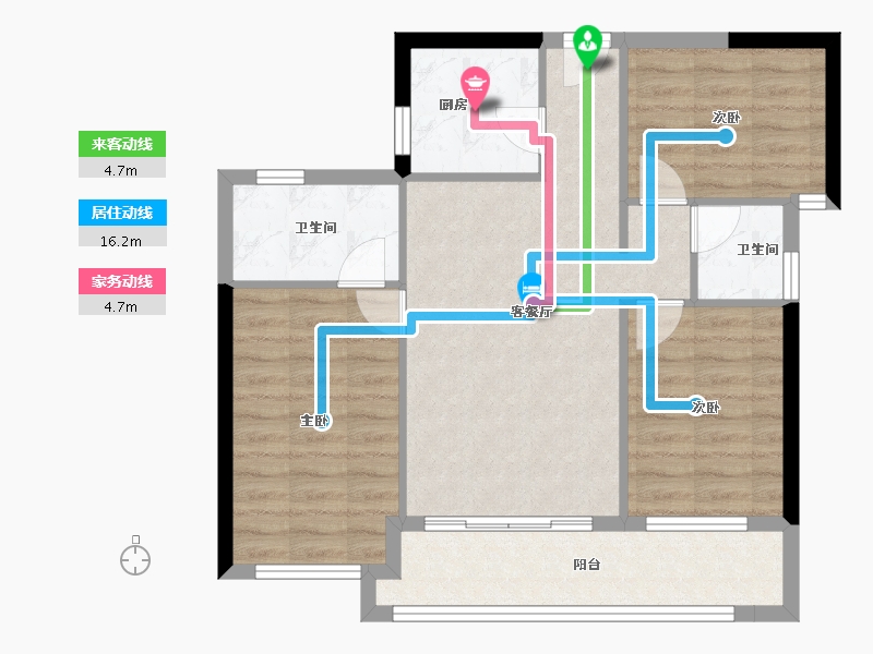 贵州省-毕节市-万晟阳光城-76.00-户型库-动静线