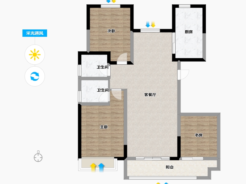 安徽省-蚌埠市-美居•天公河畔-100.77-户型库-采光通风