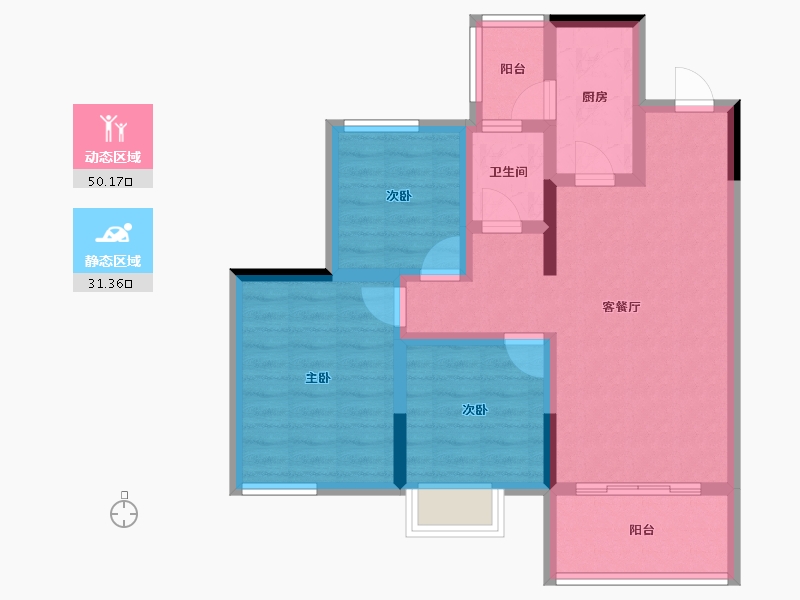 四川省-雅安市-黎明·蒙顶壹号-71.39-户型库-动静分区