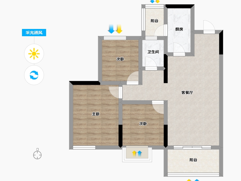 四川省-雅安市-黎明·蒙顶壹号-71.39-户型库-采光通风