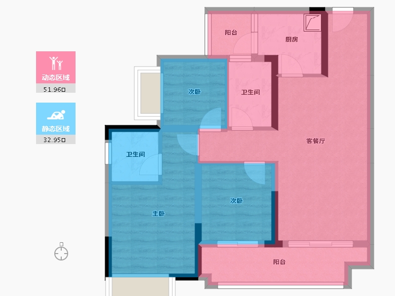 重庆-重庆市-融创云湖十里-79.00-户型库-动静分区